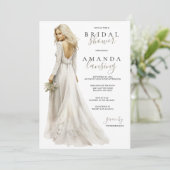 Braut im Gown-Brautparty Einladung (Stehend Vorderseite)