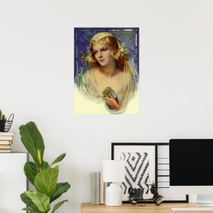 Braut im Hochzeitskleid mit Bibel, Religiöse Hochz Poster