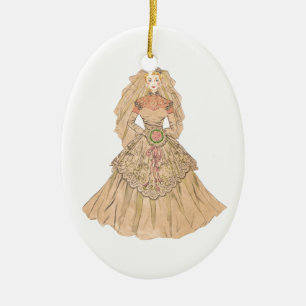 Braut im Vintage-Stil Keramik Ornament