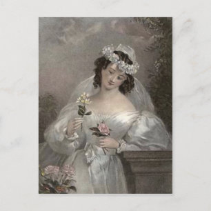 Braut im Vintage-Stil mit Blumen Postkarte