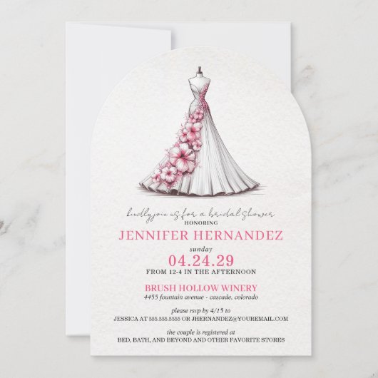 Braut in Bloom Pink Hibiskus Brautparty Einladung (Vorderseite)