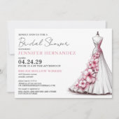 Braut in Bloom Pink Hibiskus Brautparty Einladung (Vorderseite)