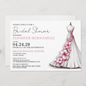 Braut in Bloom Pink Hibiskus Brautparty Einladung (Vorne/Hinten)