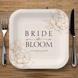 Braut in Bloom Tan Brown Brautparty Pappteller