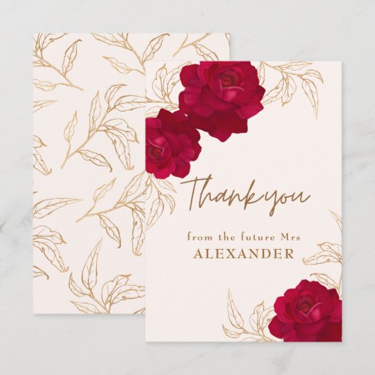 Braut in blühendem Brautparty Begrüßungszeichen Dankeskarte (Vorne/Hinten)