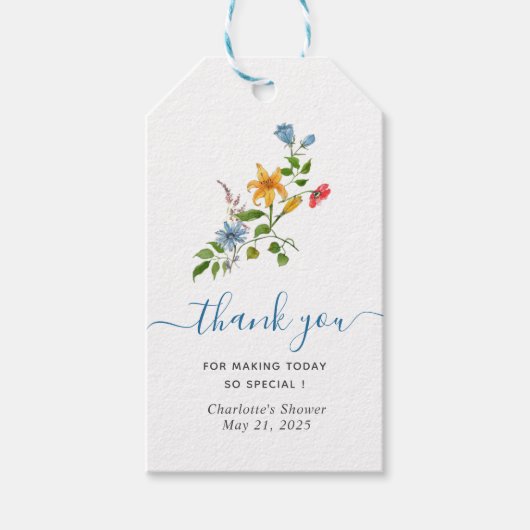 Braut in Blüte Floral Brautparty vielen Dank Geschenkanhänger (Vorderseite)