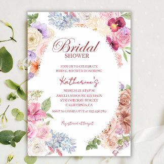 Braut in Blüte Frühling Blumen Mädchen Brautparty Einladung