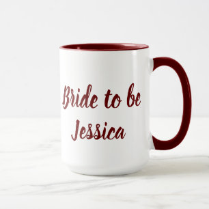 Braut in Burgund Elegantes Skript Geschenke Hochze Tasse