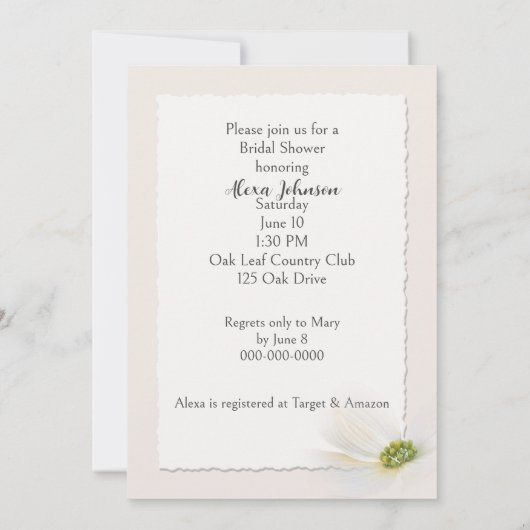 Braut in Daisien mit Haartracht Einladung (Rückseite)