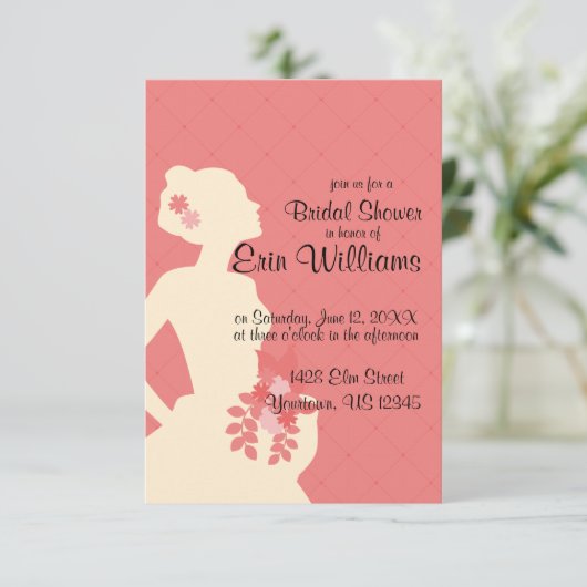 Braut in Dress Diamonds Brautdusche Einladung (Stehend Vorderseite)