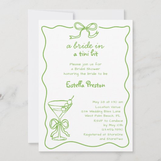 Braut in einem Tini Bit Scribble MartinBridal Dusc Einladung (Vorderseite)