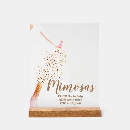 Braut in Gown Brautparty Mimosa Bar Acrylschild (Vorderseite)