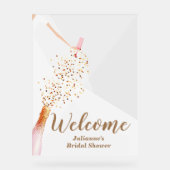 Braut in Gown Brautparty Willkommen Acrylschild (Vorderseite)