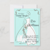 Braut in Gown Sketch Bridal Dusche Einladung (Vorderseite)