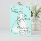 Braut in Gown Sketch Bridal Dusche Einladung (Stehend Vorderseite)