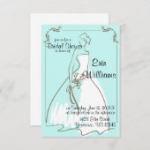 Braut in Gown Sketch Bridal Dusche Einladung (Vorne/Hinten)