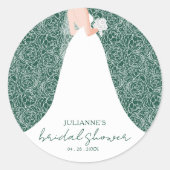 Braut in Hochzeitskleid Brautparty Runder Aufkleber (Vorderseite)