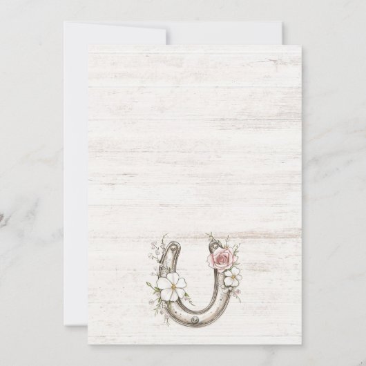 Braut in Hochzeitskleid Cowgirl Stiefel Brautparty Einladung (Rückseite)