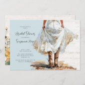 Braut in Hochzeitskleid Cowgirl Stiefel in Einladu Einladung (Vorne/Hinten)