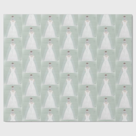 Braut in Hochzeitskleid Geschenkpapier (Flach)