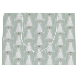 Braut in Hochzeitskleid Große Geschenktüte