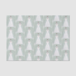 Braut in Hochzeitskleid Seidenpapier