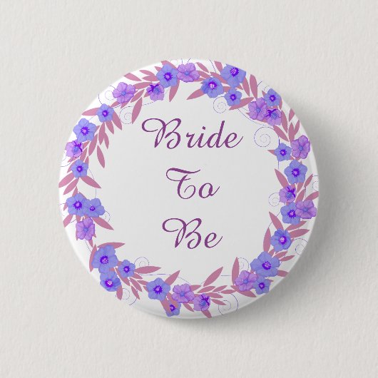 Braut in Lavendel Blumenkranz Button (Vorderseite)