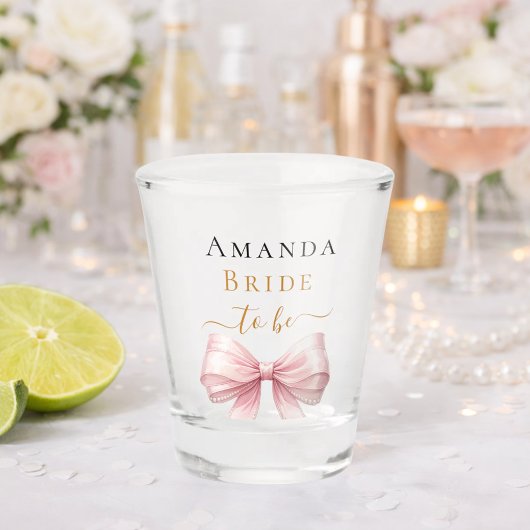 Braut in Rosa-Bogen-Perlen elegante Hen Night Schnapsglas