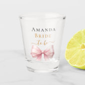 Braut in Rosa-Bogen-Perlen elegante Hen Night Schnapsglas (Vorderseite)