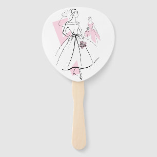 Braut in Rosa Gruppe Fan Paddle Fächer