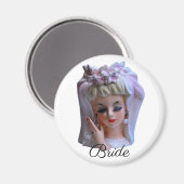 Braut in rosa Kopf Vase Puppen Maniküre Hochzeitst Magnet (Vorderseite/Rückseite)
