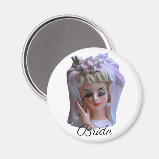 Braut in rosa Kopf Vase Puppen Maniküre Hochzeitst Magnet (Vorderseite/Rückseite)