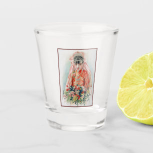 Braut in Rot auf einer chinesischen Hochzeit in Sh Schnapsglas