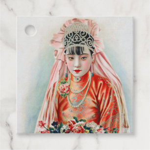 Braut in Rot bei einer chinesischen Hochzeit in Sh Geschenkanhänger