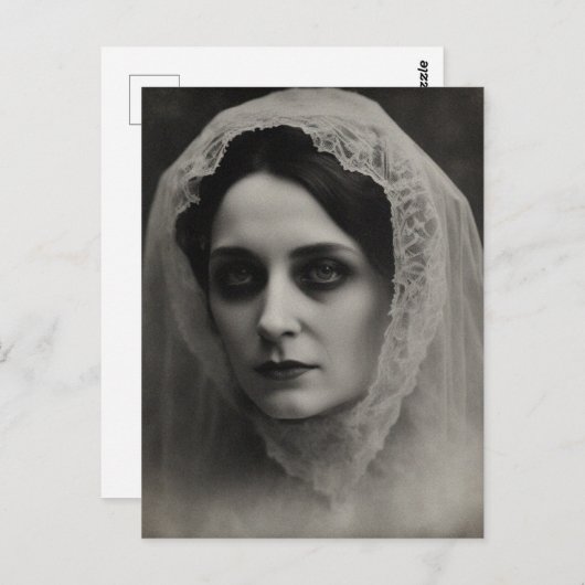 Braut in Schwarz und Weiß Postkarte (Vorne/Hinten)