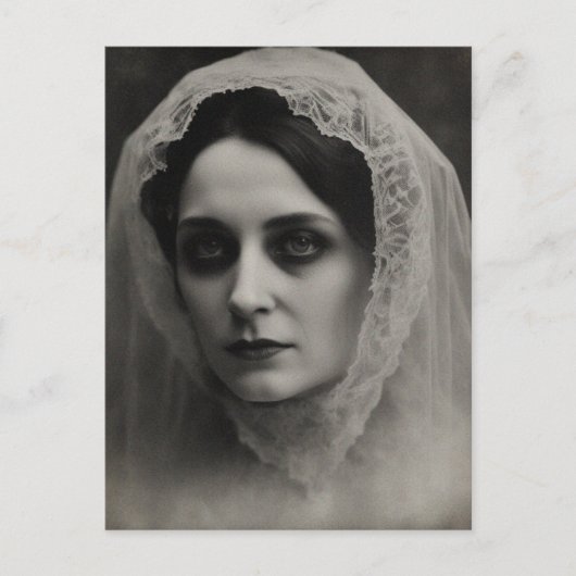 Braut in Schwarz und Weiß Postkarte (Vorderseite)