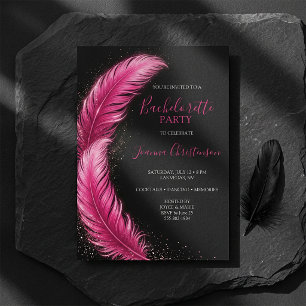 Braut in spe Rosa Federn Glam Junggesellinnenabsch Einladung