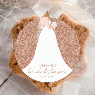 Braut in Wedding Dress Terracotta Brautparty Runder Aufkleber