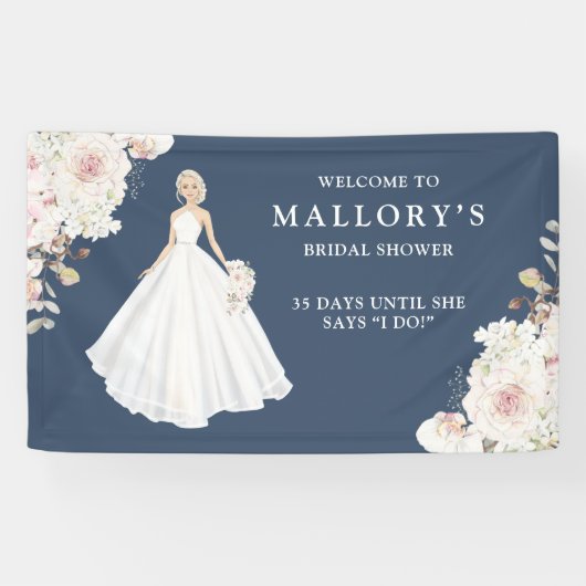 Braut in Wedding Gown Brautparty Willkommen Banner (Horizontal)