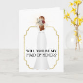 Braut in weißem Kleid Ändern Haarfarbe Hochzeit Karte (Gelbe Blume)