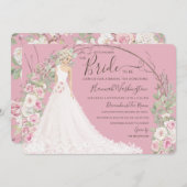 Braut in weißem Kleid Bridal Tea Dusche Einladung (Vorne/Hinten)