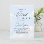 Braut ist auf Cloud Nine Brautparty Einladung (Stehend Vorderseite)