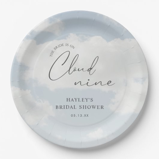 Braut ist auf Cloud Nine Brautparty Pappteller (Vorderseite)