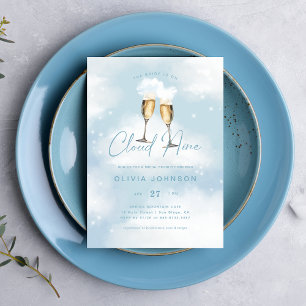 Braut ist auf Wolke 9 Braut-Brunch Champagner Einladung