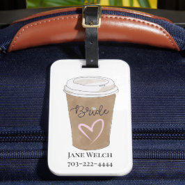 Braut-Kaffeetasse Rosa Herz Personalisiert Gepäckanhänger