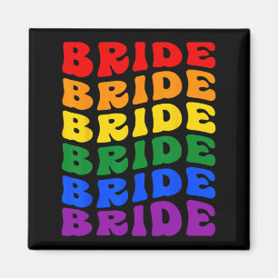 Braut Lgbt Groovy Regenbogenflagge Junggesellinnen Magnet