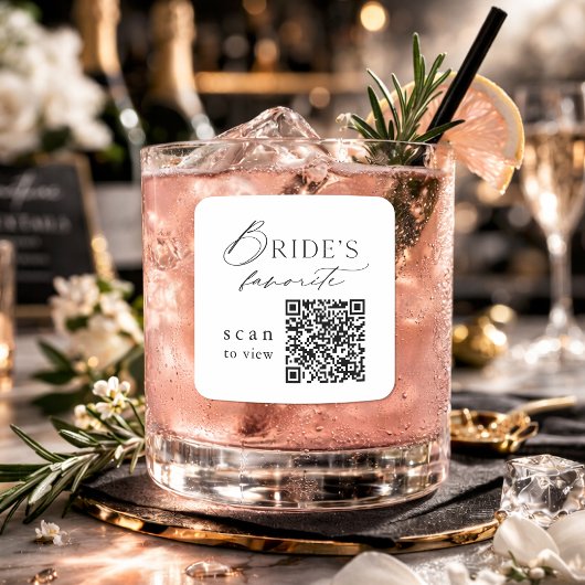 Braut-Lieblings-QR-Code-Hochzeitsgetränkesticker Quadratischer Aufkleber