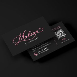 Braut-Make-up-Artist Elegantes Rosa-Schwarzes Skri Visitenkarte