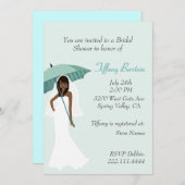 Braut mit Aquamariner Umbrella-Bridal-Dusche Einla Einladung (Vorne/Hinten)