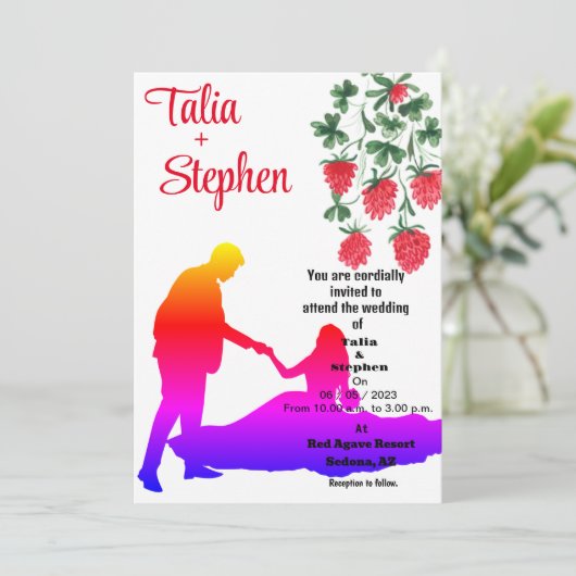 Braut mit Aufmunterung Einladung (Stehend Vorderseite)